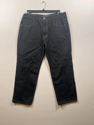 Calça jeans Akademiks tamanho 38x30 masculina ajuste reto lavagem casual - Imagem 1 de 4