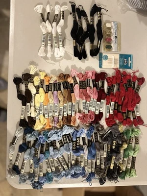 HUGE Lot Skeins & Cards of Embroidery Thread Floss Cross Stitch,New&Used 1b - Image 1 of 4
