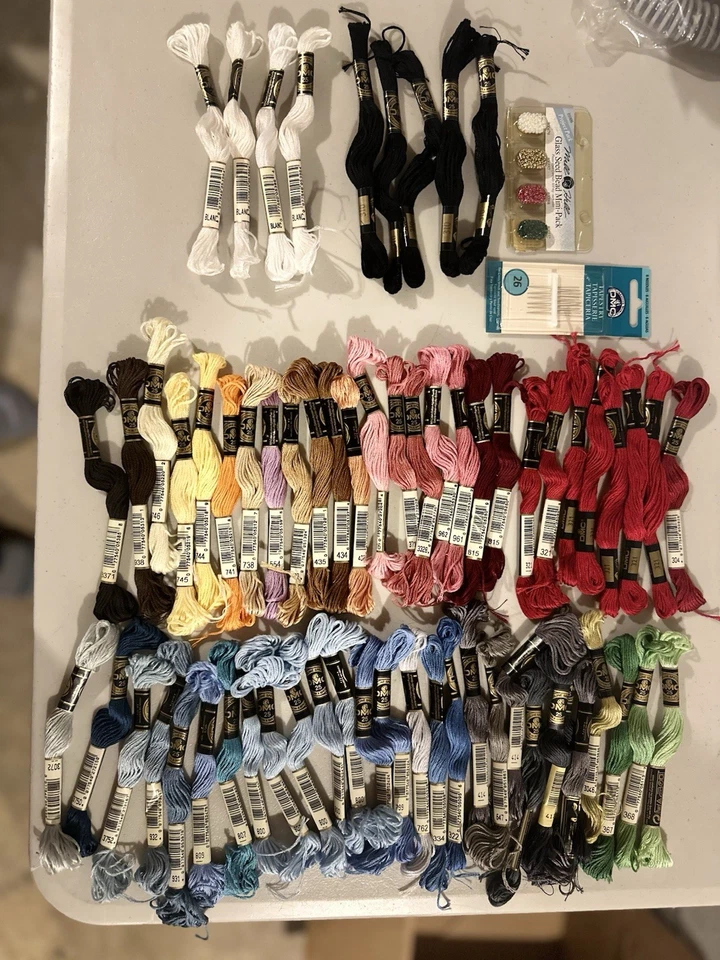 HUGE Lot Skeins & Cards of Embroidery Thread Floss Cross Stitch,New&Used 1b - Image 1 of 4