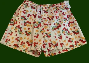 Womens Cotton Cherries  Sleep Shorts Size Small 100% Cotton White - Picture 1 of 1