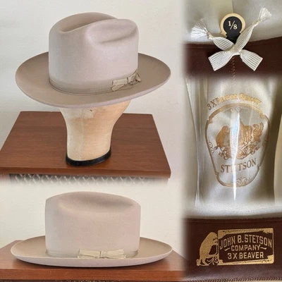 Sombrero de vestir occidental Stetson de colección años 50 3x Beaver 7 1/8 Shudde Bros Fedora años 50 O Foto 1 de 4
