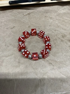 Pulsera de dados Bunco Dados Pulsera elástica con cuentas Hecha a mano ROJA para mujer Foto 1 de 2