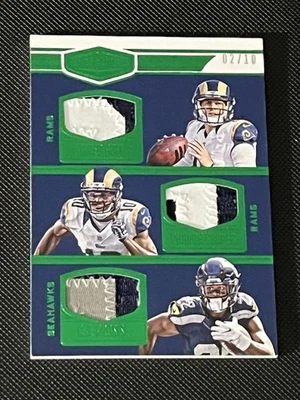 Jared Goff RC Triple Player Worn Patch /10 2016 Panini Plates & Patches Rookie  - Image 1 of 2