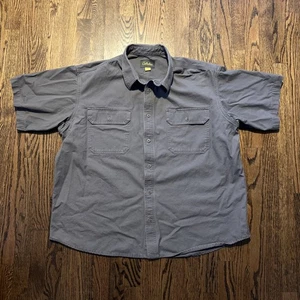 Cabelas Heavy Canvas Work Shirt Mens 2XL Gray Button Up Short Sleeve Stonewash - Picture 1 of 10