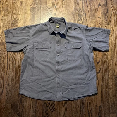 Cabelas Heavy Canvas Work Shirt Mens 2XL Gray Button Up Short Sleeve Stonewash - Image 1 of 4