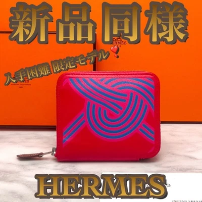Cartera plegable compacta de seda HERMES roja roja roja Foto 1 de 4