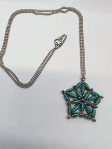 Cadena colgante vintage Kochina imitación azul turquesa estrella occidental. Hecho a mano... - Imagen 1 de 6