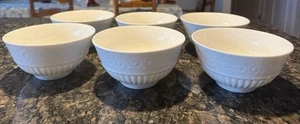 Set of 6 Gibson Claremont Bowls Embossed Scrolls/Columns White 3” T 5.75”D - Picture 1 of 8