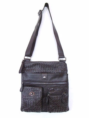 BOLSO DE HOMBRO ITALIANO DE LUJO DE CUERO MARRÓN OSCURO BESSO B22 Foto 1 de 4