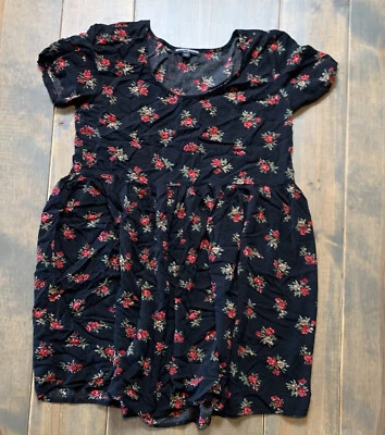 Brandy Melville Women's Juniors Short Sleeve Black Floral Dress One Size - Image 1 of 4