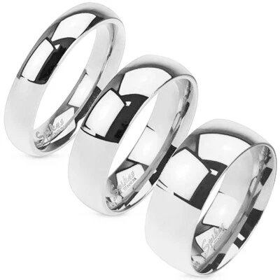 Anillo de boda grabado de titanio liso plateado, negro, chapado en oro oro rosa Foto 1 de 3