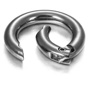 Small & Large round BLACK CARABINER CLIP heavy duty, key ring SNAP HOOK buckle - Picture 1 of 13
