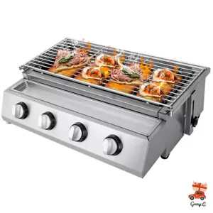 Edelstahl-Brenner Gasgrill Gasbräter 4-flammig LPG Gastro BBQ Tischgrill NEU DHL - Bild 1 von 20