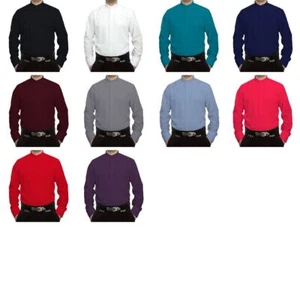 Herren Hemd Stehkragen S9 verdeckte Knopfleiste Hochzeit Rundhals Langarm M-XXXL - Bild 1 von 5