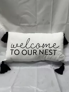 Decorative Pillow Size 10 x 18 Inches Welcome To Our Nest Guest Bed Pillow Beige - Picture 1 of 4