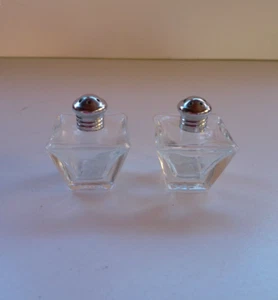 Mini 2-inch Glass Salt & Pepper Shakers Chrome Tops 2 pcs - Picture 1 of 2