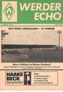Fussball-Programmheft   69/70    Liga    Werder Bremen - RW Oberhausen - Zdjęcie 1 z 1