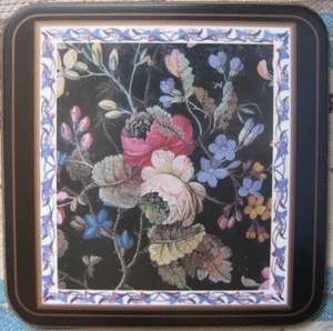 Vintage Pimpernel Kilburn Floral Kork Unterlegt Untersetzer ~ Quadratisch ~ 6er Set Verpackt - Bild 1 von 6