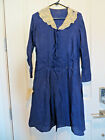 Victorian Antique Navy Blue Tattered Dress w/ Lace Collar
