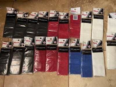 Wilson White wrist band Lot of 20 Red Black Blue White New Old Stock Vintage - Image 1 of 4