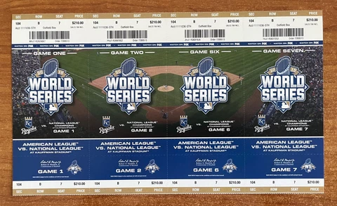 2015 WORLD SERIES NY METS @ KC ROYALS FULL BASEBALL TICKET SHEET GAMES #1 & #2 Cover