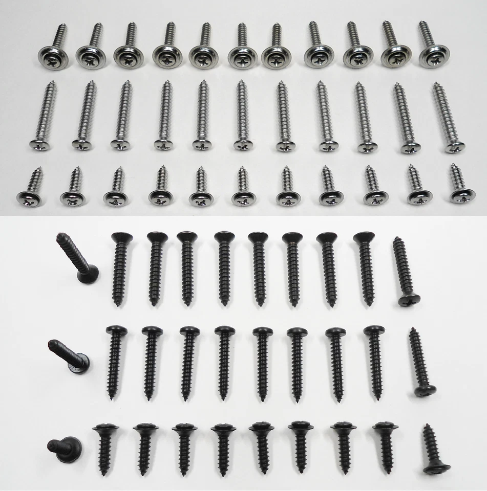 30 BLACK & 33 CHROME RESTORATION SCREWS FOR OLD SCHOOL & CLASSIC VEHICLES! - Image 1 of 4