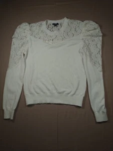 Express supersoft crochet lace cap sleeve balloon sweatshirt M White - Picture 1 of 7