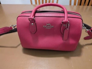 Coach Pink Ruby Mini Bennett Satchel * PURSE - Silver Hardware * 10" Length NICE - Picture 1 of 6