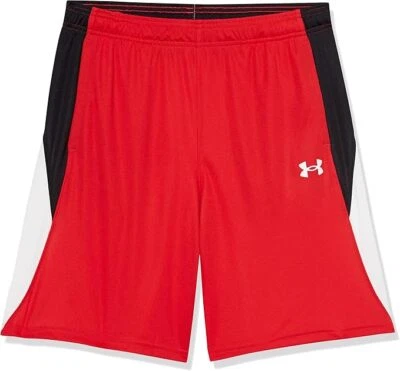 NWT Under Armour Boys' Baseline Shorts Black/red/white drawstring sz. Youth L - Image 1 of 3
