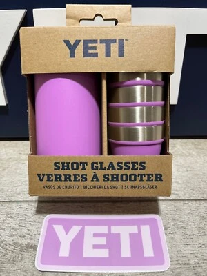 YETI SHOT GLASSES RARE🏜️DESERT BLOOM!🟣 w/MATCHING Carrying Case&STICKER🔥NWTs!