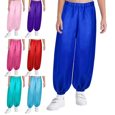 Kids Girls Belly Dance Pants Bloomers Loose Arab Princess Satin Harem Pants - Image 1 of 4