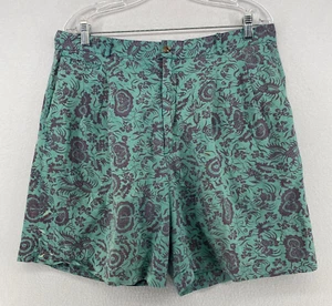 BANANA REPUBLIC Shorts Mens 38 Safari Travel Floral Chino Pleated Green Vintage - Picture 1 of 16