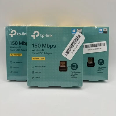 3 Pack | TP-LINK 150Mbps Wireless N Nano USB Adapter | TLWN725N | New - Image 1 of 2