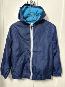 NWOT Vtg 2014 Gymboree Boys Sz10-12 Navy Blue Hooded Windbreaker w/ Teal Lining - Picture 1 of 4