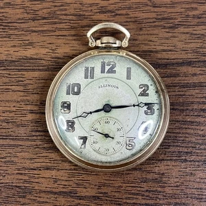 Montre de poche Illinois Springfield plaquée or - Fonctionne - Photo 1/6