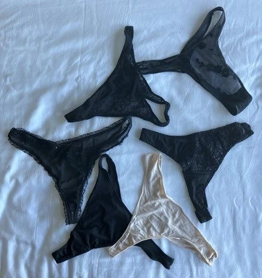 Calcinha Tanga Feminina Vintage Malha Preta See Thru Lote 6 - Imagem 1 de 2