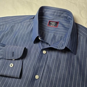 Untuckit Shirt Gifford WF Slim Fit Wrinkle Free Long Sleeve Blue Striped Sz Med - Picture 1 of 8