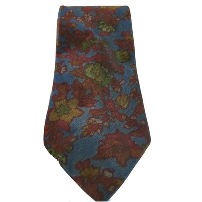 Nautica Tie Mens Dark Colors Floral Pattern 100% Silk Made in the USA Neckwear - Image 1 of 4