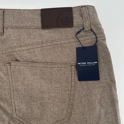 Pantalones Peter Millar Para Hombre 42x34 Marrón Excursionista Flex Lana Alpina 5 Bolsillos Nuevos con Etiquetas Foto 1 de 4