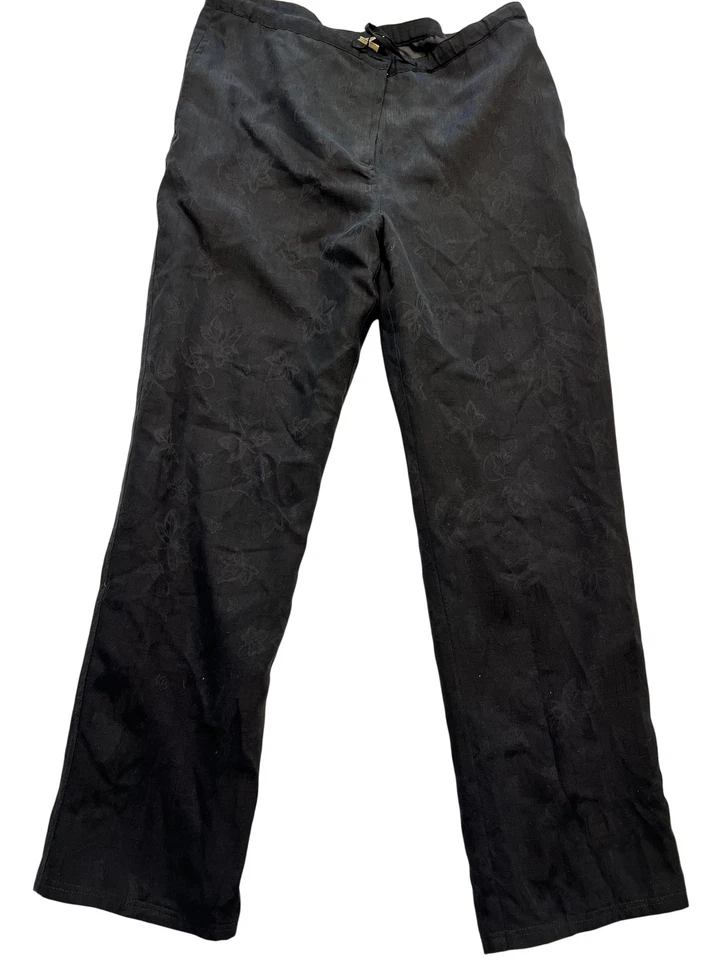 Брюки мужские Bobby Chan средние черные 100% шелк жаккардовые с цветочным рисунком прямые штанины - Изображение 1 из 4