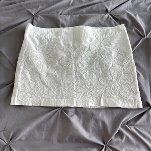 Hollister Mini Skirt Women Size 5 Y2K White Floral Sequin Coquette - Picture 1 of 8