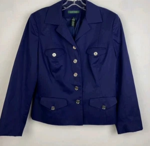 Ralph Lauren Azul Marino Algodón Blazer Traje Chaqueta Dinero Antiguo Invierno Armario 10 - Imagen 1 de 5