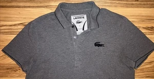 Lacoste Polo Shirt Mens Large Size 5 Gray Regular Fit Crocodile - Picture 1 of 6