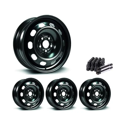 Set of 4 15" Black Steel Wheel Rims 5x100 fits Dodge Stratus, RTX61 5Lug - Image 1 of 4