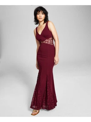TRIXXI Womens Maroon Partially Lined Godet Maxi Formal Dress 15 - Image 1 of 4
