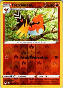 Fletchinder Reverse Holo 028/195 SWSH12: Silver Tempest Uncommon - NM - Picture 1 of 2