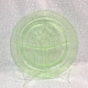 Hocking Ballerina Cameo Green Uranium Depression Grill Plate 10.5” - Picture 1 of 8
