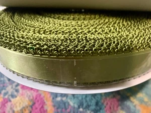 100 Yards VINTAGE 1" OLIVE Picot Ribbon- 1"x100 Yards! NOS - Picture 1 of 5
