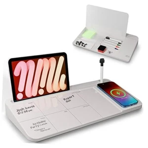 NEXTLUXE Glass Deskboard with Wireless Charger - Desktopboard with White - Picture 1 of 7