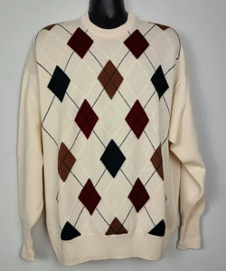 Clark & Gregory XL beige Marinowolle Argyle Pullover Made in Scotland adrett neu ohne Etikett - Bild 1 von 6